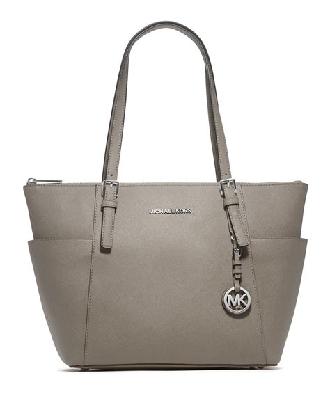 michael kors jet set pearl grey|Jet Set Large Saffiano Leather Tote Bag .